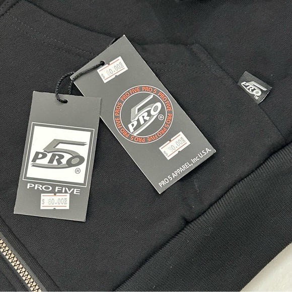 Pro 5 Five Pro Club Black Full Zip Sherpa Heavyweight Hoodie Sweatshirt Men’s - Picture 2 of 16